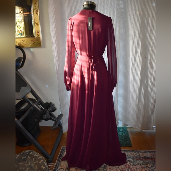 Lulu's Deep Burgundy Long Sleeve Dress - Picture 6 of 9